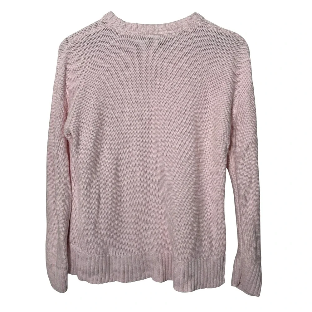 L.L.Bean Linen Cotton Blend Crew Neck Sweater Pink Size‎ Medium Coastal Preppy